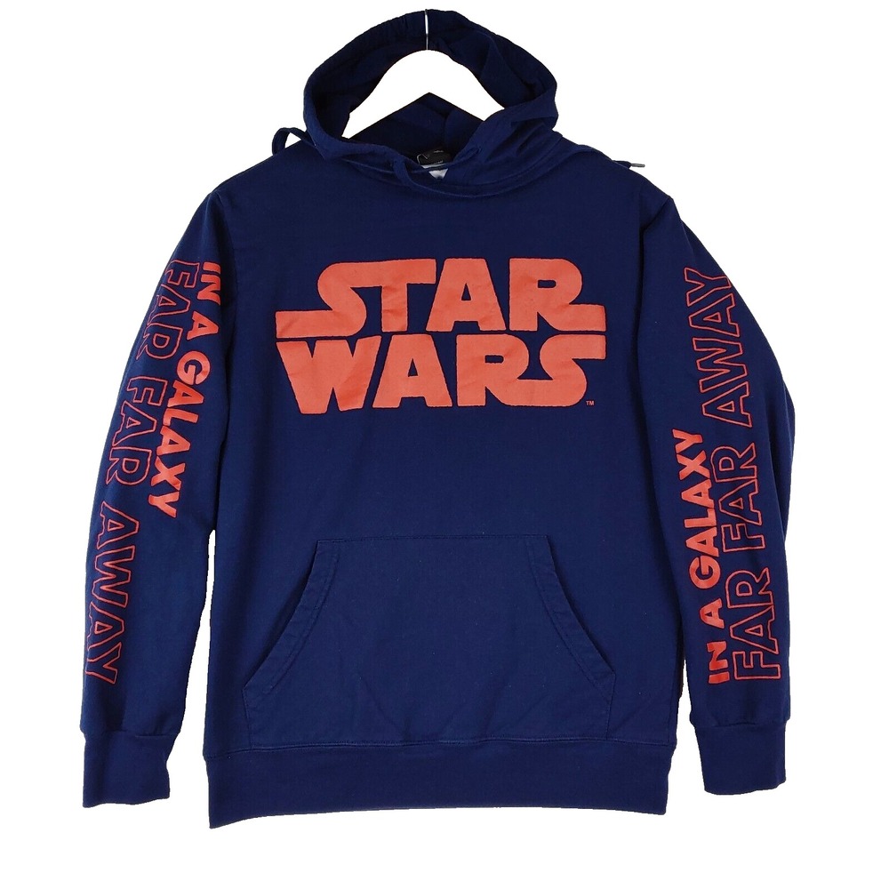 Star Wars Hoodie Mens Small Blue Long Sleeve Pullover Sweatshirt Movie 80s 90s